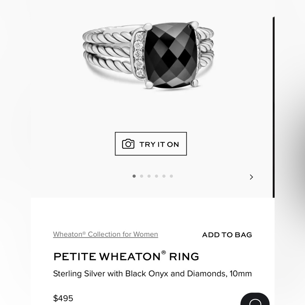 David Yurman Petite Wheaton Black Onyx Ring